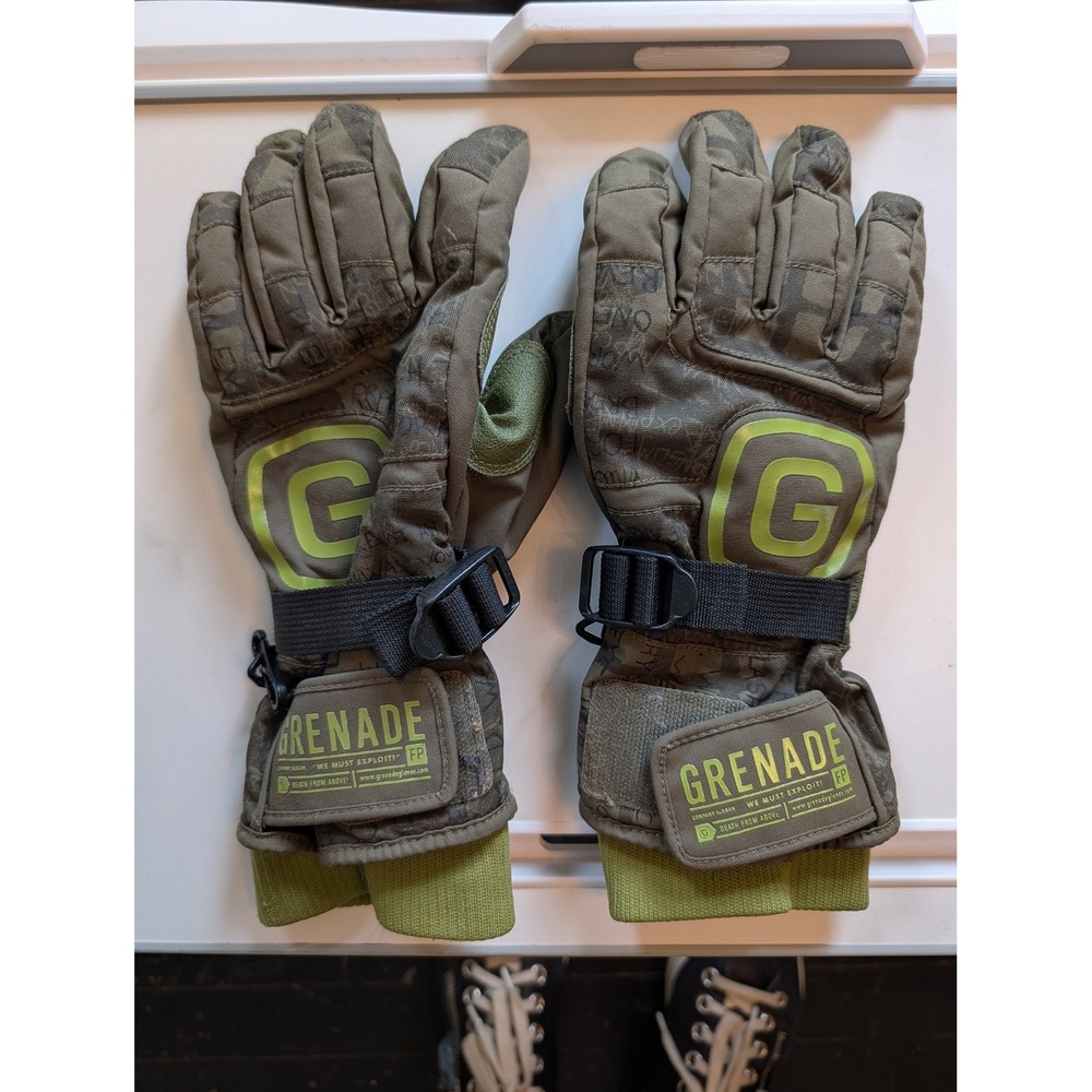 Rare Vintage Grenade snowboard gloves  green Fatigue Project/Misfits-style XS